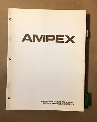 Ampex Micro 70 Cassette  Service Manual *Original* • $14.97