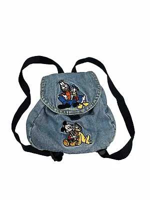 Vintage Walt Disney World Kids Mickey And Friends Mini Denim Backpack RARE • $59.99