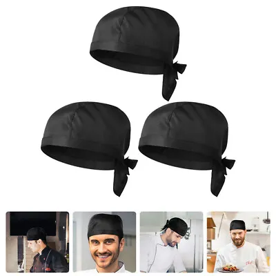 3Pcsrestaurant Headwrap  Chef Bandana Head Band Restaurant Work Hat Kitchen • £10.24