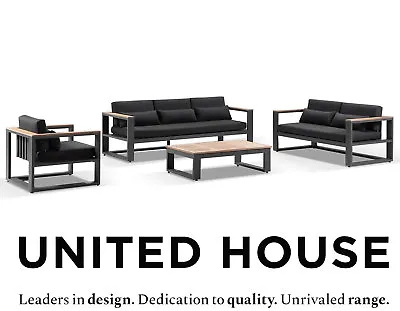 $4390 • Buy Outdoor 3+2+1 Seater Aluminium Lounge Setting Table Teak Timber Contemporary Set