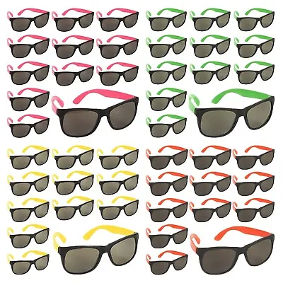 48-Pack Retro Neon Party Sunglasses Bulk For 80s Birthday Party Favors 4 Colors • $33.99