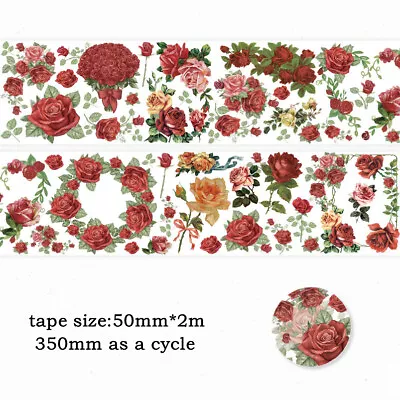 Vintage Rose Blooms Adhesive Tape Journals Album Card Diy Scrapbooking Stickers • $8.99