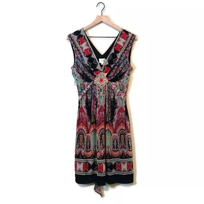 Eci New York Bobo Beaded Plunge V Neck Sleeveless Dress Women’s Size 12 Large • $13.30