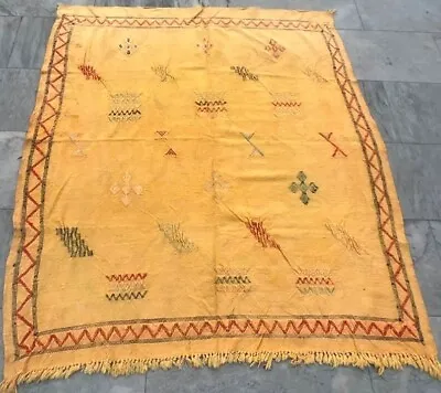 Vintage Handmade Moroccan Kilim Traditional Kilim Sabra Kilim 4x6 Ft Free Ship • $200