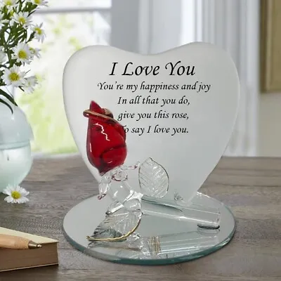 £8.22 • Buy I Love You Glass Rose Gift Box  Birthday Anniversary Present For Her Him GF BF