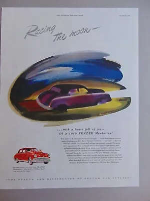 1949 FRAZER Manhattan Automobile Racing The Moon Vintage Art Print Ad • $6