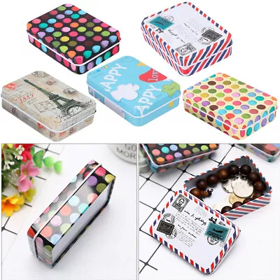  5 Pcs Storage Container Square Tinplate Case Candle Tins Metal Bride Box • $12.35