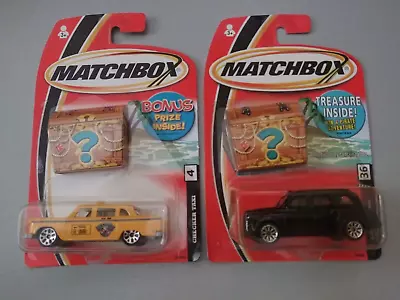 Matchbox Taxi Lot Of 2: Checker Cab Yellow Hidden Treasure; London Taxi Black • $4.88