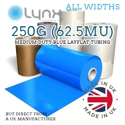 BLUE Medium Duty 250g Polythene Layflat Tubing - Full Range Of Widths • £14.40