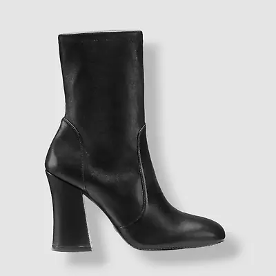 $650 Stuart Weitzman Women's Black Curveblock 100 High Heel Boots Shoes Size 7.5 • $207.98