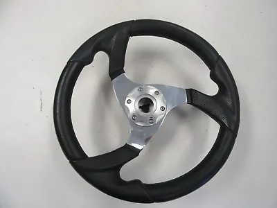 Steering Wheel 14  Black Vinyl & Stainless Steel 3/4  Tapered Keyway Marine Boat • $34.95