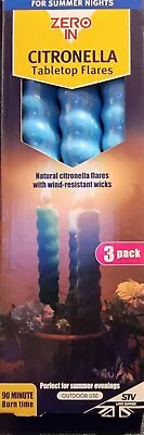 Table Top Citronella Garden Flare Candles - Wind Resistant - 1 Packs Of 3 • £10.19
