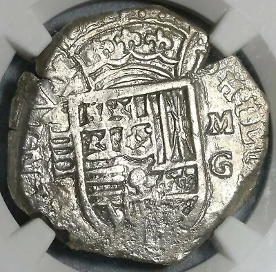 1597-MG NGC AU 55 Spain 4 Reales Philip II Granada Cob Silver Coin (20010501C) • $1195