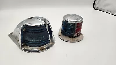 Lot Of 2 Vintage Red Blue Boat Marine Lights - Disalle SEISS 555 & Perko Perkins • $49.99