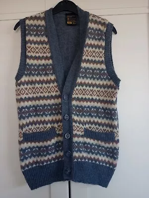 M&s St Michael Mens Vintage Fairisle  Shetland Wool Waistcoat Size S • £4.99