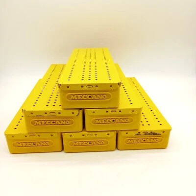 £19.99 • Buy 6 X Meccano Yellow Plastic Storage Box With Flanged Metal Lid (#H1/13)