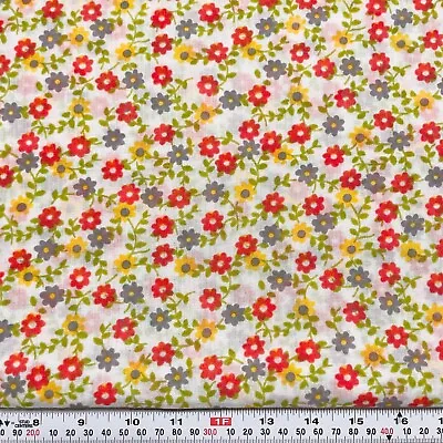 Vintage Florals On Off White Semi Sheer Poly Blend Fabric By The HALF YARD 18x46 • $6