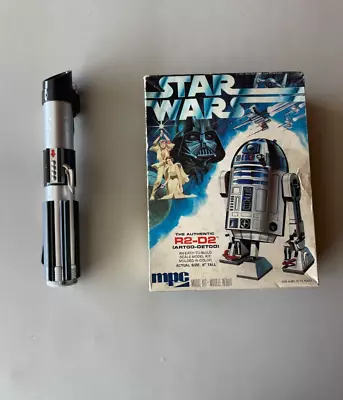 1977 MPC Star Wars Authentic R2-D2 Model Kit And 2010 Darth Vader Lightsaber • $13