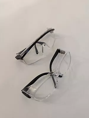 2 Pcs Clear Lens Safety Goggles Glass Work Lab Protective Chemical Over Glasses • $9.95