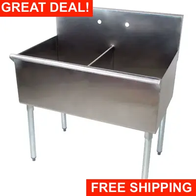 36  2 Compartment 18  X 21  X14 Stainless Steel Commercial Utility Prep Two Sink • $361.99