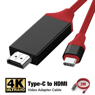 4K 1080P HDMI To USB Type C Video Cable For IPhone PC HDTV Monitor Projector 2M • $13.28