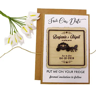 $81.39 • Buy Personalized Save The Date Wooden Engraved Magnets 20 Rustic Wedding-oJY