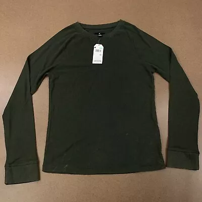 Amp Men's Size Small Dark Green Distressed Long Sleeve Thermal Shirt NWT • $7.49