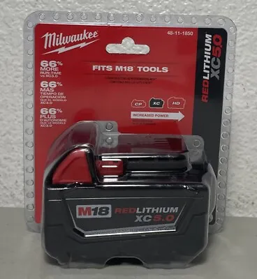 New Genuine Milwaukee M18 XC5.0 Red Lithium Advantage Battery 48-11-1850 • $58.49