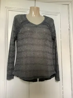 Ladies NEXT Linen Mix Long Sleeved Jumper With Lace Detail Size UK 8 • £2.95