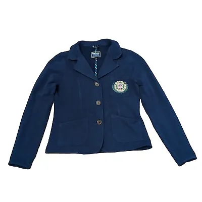 Barbour Womens Household Cavalry Polo Team Blazer Navy Blue Button Up Size 10 • £42.95