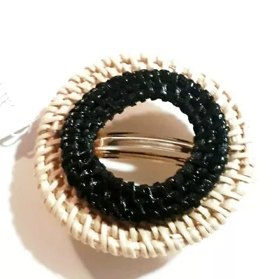 J.Crew Rattan Circle Barrette Hair Accessory Toasted Black Rattan New With Tag • $20