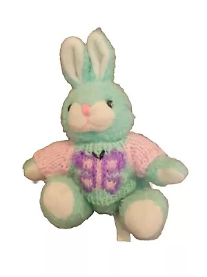 Goffa Blue 8 In Bunny Rabbit Wearing Purple/Pink Butterfly Sweater • $7.99