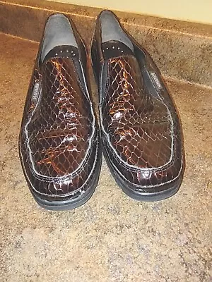 Mephisto Croc Embossed Maroon Slipon Loafer Size 8.5 Comfort Quality Style • $26