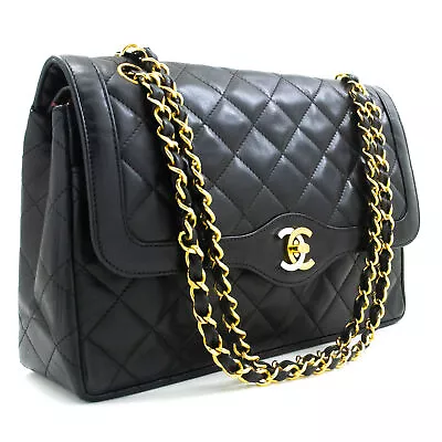 CHANEL Paris Limited Chain Shoulder Bag Black Quilted Double Flap M88 • $4835