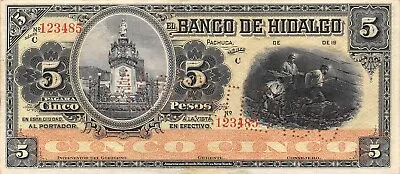 Mexico / Pachuca  Hidalgo  5  Pesos  19xx  Series C  Uncirculated Banknote XXII • $225