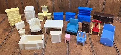 18 Piece Lot Vintage Plastic Dollhouse Furniture Renwal Marx Best Superior • $30