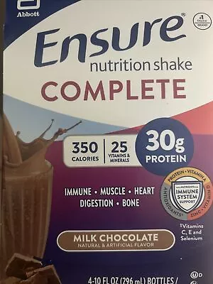 (4) Count Lot Of Ensure Nutrition Shake Complete 10 Oz Each Milk Chocolate ! • $15