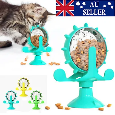 $8.95 • Buy Rotating Windmill Treat Dispenser Slow Feeder Cat Dog Leaking Food Puzzle Toy
