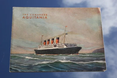 £60 • Buy Cunard White Star Line Rms Aquitania Deluxe Art Deco C-1930's Brochure