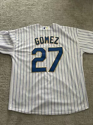 Carlos Gomez Mens 2XL Pinstripes Milwaukee Brewers Jersey • $40