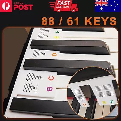 Removable Piano Keyboard Note Labels Reusable Silicone Stickers 88 / 61 Keys AU • $9.49