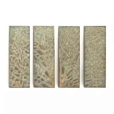 Set Of 4 Rustic Tree Wall Art Panel Sculpture Embossed Metal Branches Distressed • $186.60