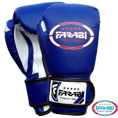 Farabi Kids Synthetic Leather Boxing Gloves MMA Sparring Punching Gloves Blue • £12.99