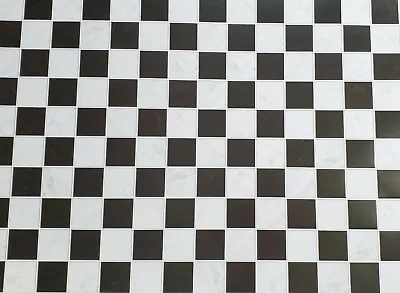 Dollhouse Marble Tile Floor Black & White Semi-Gloss Card 1 1/16  Squares • $7.15