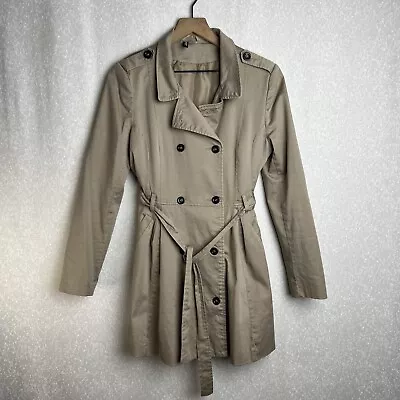 Divided H&M Double Breasted Trench Coat Tan Size 10 • $15