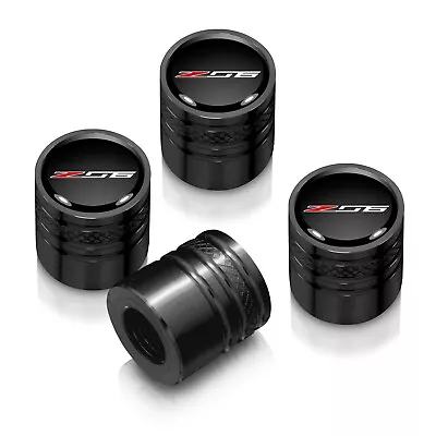 Chevrolet Corvette C7 Z06 Logo Black On Black Aluminum Tire Valve Stem Caps • $20.99