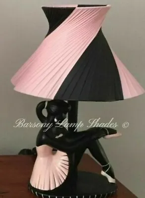 PLASTIC RIBBON PINK & BLACK LAMPSHADE For BARSONY MED BALLERINA LADY LAMP • $135