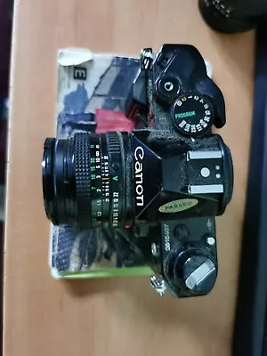 Canon AE-1 Program SLR Film Camera Black With Canon FD 50mm F1.8 Lens • £139