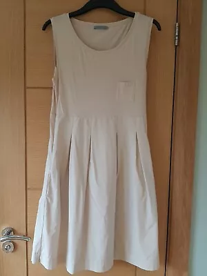 COS Women's Midi Dress Size S Nude Pink 100% Cotton Sleeveless Round Neck A-Line • £8