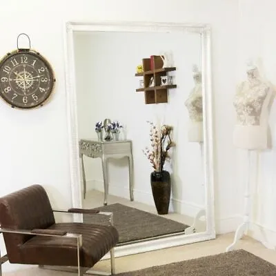 £93 • Buy Large White Mirror Antique Wall Leaner Full Length Mirror 203cm X 142cm BStock